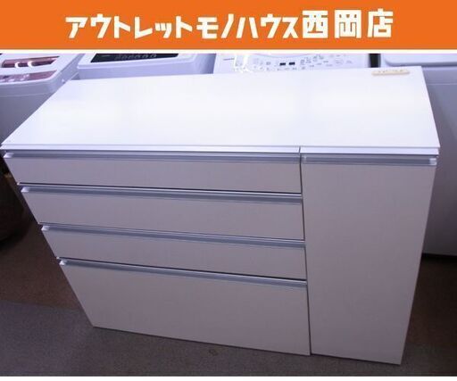 ミドルレンジボード 幅120×奥行き45×高さ88.5㎝ ホワイト キッチンカウンター 白エナメル 札幌市 西岡店