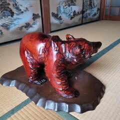 木の羆の置物　美品の画像