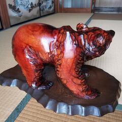 木の羆の置物　美品の画像