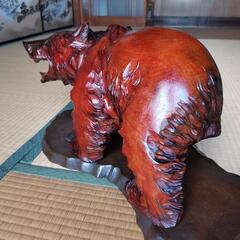 木の羆の置物　美品の画像