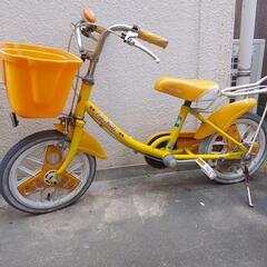 ブリジストン子供用自転車、14インチ、タイヤパンク品。