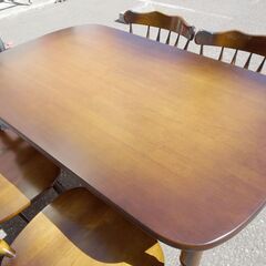 ꧁飛騨清見工房 大日家具工業꧂4人掛けダイニングテーブル 食卓机 飛騨家具 飛騨家具 4人掛けダイニングセット アンティーク調 ｜家具 テーブル