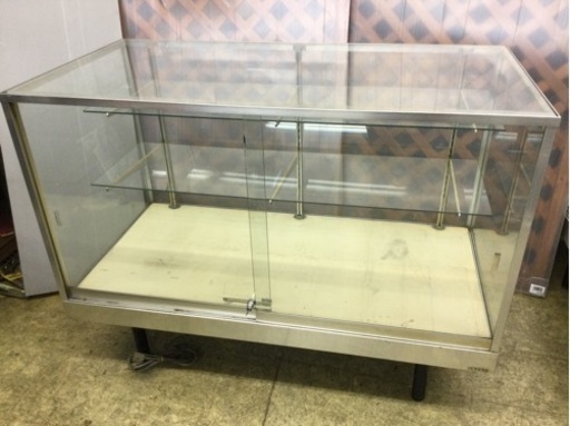 ■配達可■タテヤマアルミ ガラスショーケース 幅121.5 高さ91 3段 アルミ ディスプレイケース ガラスケース 鍵付 (①)