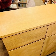 【売約済み】　無印　無印良品　木製　収納　キャビネット　オーク　オーク材　検　MUJI 良品計画　オーク材　無垢材　廃盤　棚　タンス　引き出し　木製キャビネットの画像