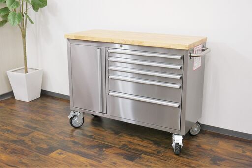 【ヤ取終了 9/23】≪T067ジ≫ 美品 AZUMAYA/東谷 大型ツールキャビネット DIS-392 シルバー ステンレス? キッチンワゴン/カウンター/ワークベンチ/工具 現状品