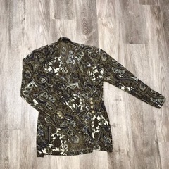 ロペ　ROPE  美品　ノーカラーブラウス　ペイズリー柄　ブラウン