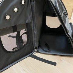【美品】値下げしました　ペットキャリー　リュック　リュックサック　ライトグレー　近くまで取りに来てくれる方の画像