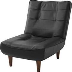 バラ売り！セルタン 日本製 ポケットコイル ハイバックソファー 和楽の浅葱 一人掛け PVCブラック 背部リクライニング A327の画像