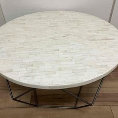 センターテーブル　白　丸形　無料
