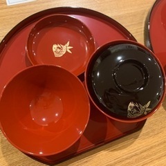 お食い初め 漆器 2セット 双子ちゃんにの画像