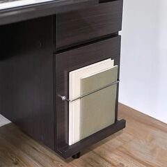 【無料】LOWYA パソコンデスク A4サイズ対応の収納一体型 ブラウン [幅90]の画像