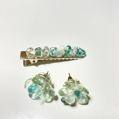 シーグラス　ピアスとヘアクリップ　差し上げます
