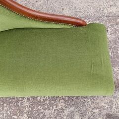 モケット緑布張り猫足カウチソファー　オットマン付き『中古、小傷あり』の画像