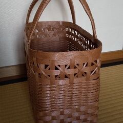 【お取引決まりました】エコクラフトバッグ④ しっかり自立型 買い物や野菜入れなどにの画像