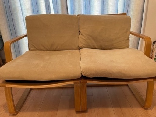 無印良品　リビングでもダイニングでもつかえるソファチェア　オーク材