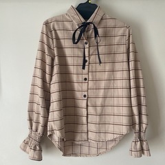 GRL リボンタイチェックブラウス