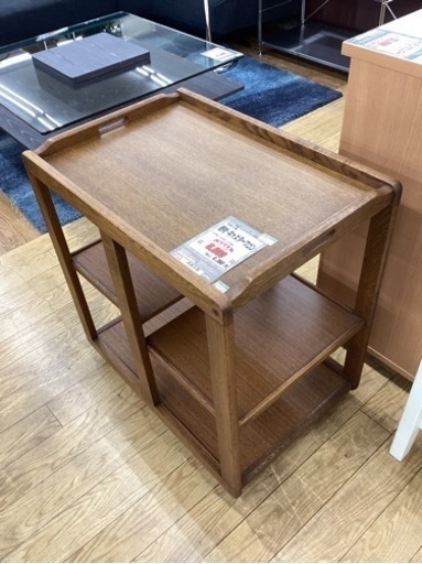 KI-52【新入荷　リサイクル品】浜本工芸　楢材　キャスターワゴン　ブラウン