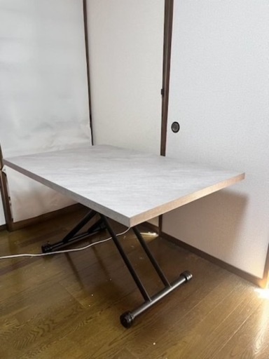 大理石 ガス圧昇降テーブル 120×80cm