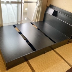 《破格♪》ダブルベット　コンセント付　収納付き　ブラック
