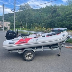 決まりました。ゴムボート、船外機、トレーラー