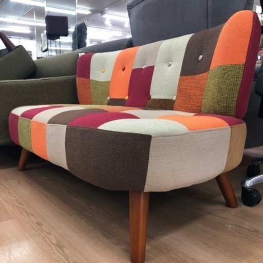 2人掛けソファー パッチワーク 布 マルチカラー【トレファク上福岡】