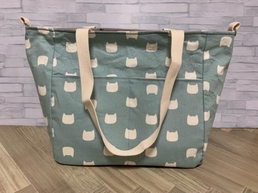 ハンドメイド  リバーシブル猫柄トートバッグ