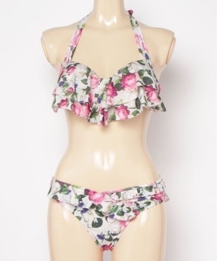 新品未使用　PR01.  ROSE Print 花柄ビキニ　水着　ベージュ