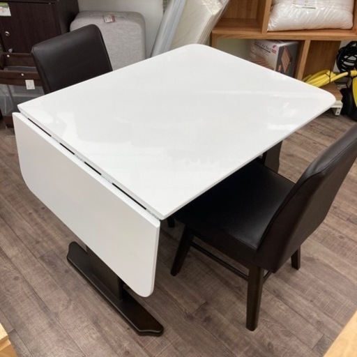 関家具 伸縮式ダイニングテーブルセット ダイニング4点セット 椅子付き ベンチチェア ホワイト バタフライ