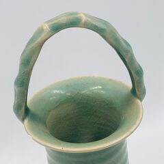 花瓶㉝ 壺型 フラワーベース 花器 生け花 陶器 骨董品の画像