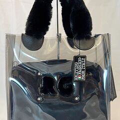 ROBERTA GANDOLFI ロベルタガンドロフィ 2WAYバッグ ハンドバッグ ショルダーバッグ クリア ビニール ファー ブラックの画像