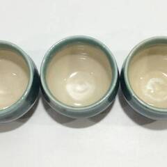 【未使用】会津 流紋焼 湯呑 5客セット 箱付き 緑 青の画像