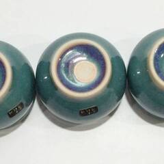 【未使用】会津 流紋焼 湯呑 5客セット 箱付き 緑 青の画像
