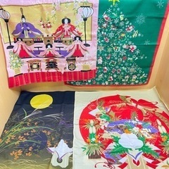 ★6枚　風呂敷　季節のタペストリー　専用棒2本付　50×50　壁...