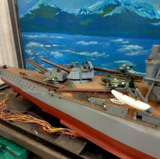 直接引き取り限定！全長233cm！戦艦 ハンドメイド模型♪ケース付き