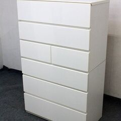NITORI/ニトリ ハイチェスト クエス 80-6HC WH オープンスライドレール 幅800 ホワイト   中古家具 店頭引取歓迎 R6490)