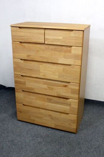 NITORI/ニトリ ハイチェスト アルナス80-6HC LBR 幅800 ライトブラウン フルスライドレール 中古家具 店頭引取歓迎 R6497)