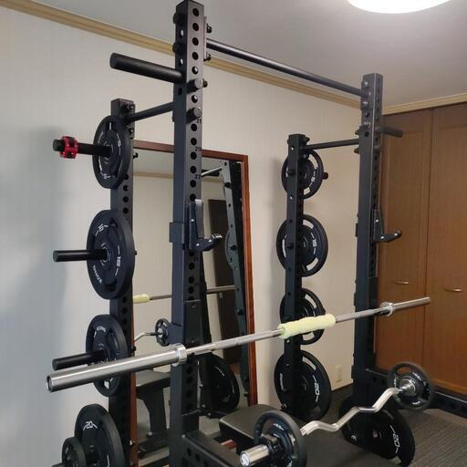 極美品　15万円　パワーラック　ハーフラック　ウレタンプレート150kg　オリンピックシャフト　フラットベンチ