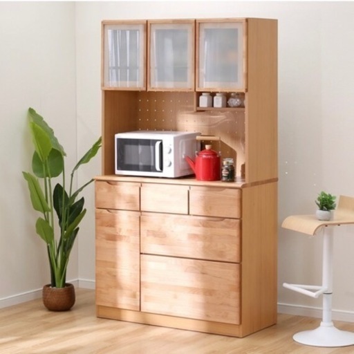 【超美品‼️】定価79,900円♪ 現行モデル ニトリ 105cm幅キッチンボード《アルナス3》 食器棚 収納家具 アルダー材ブラウン♪