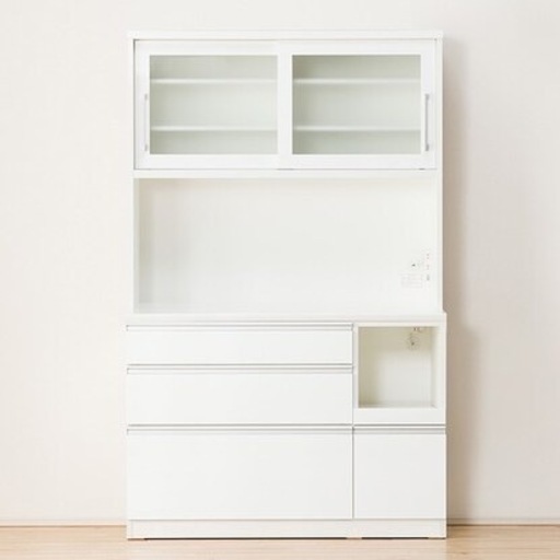 ニトリ　食器棚　白　レジューム　ロータイプ　幅120