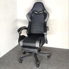 展示品 リクライニング ゲーミングチェア バケットシートチェア フットレスト付き グレーの画像
