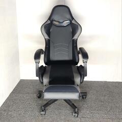 展示品 リクライニング ゲーミングチェア バケットシートチェア フットレスト付き グレーの画像