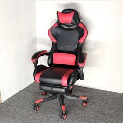 展示品 リクライニング ゲーミングチェア バケットシートチェア ヘッドレスト フットレスト付き 赤 レッドの画像