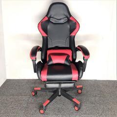 展示品 リクライニング ゲーミングチェア バケットシートチェア ヘッドレスト フットレスト付き 赤 レッドの画像