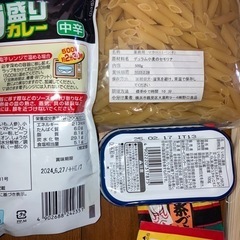 食品　カップラーメン　マカロニ　レトルトカレー　抗菌手袋　食材の画像
