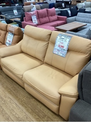 KI-66【新入荷　リサイクル品】松田家具　両側電動　ワイド2シーターソファ　キャメル