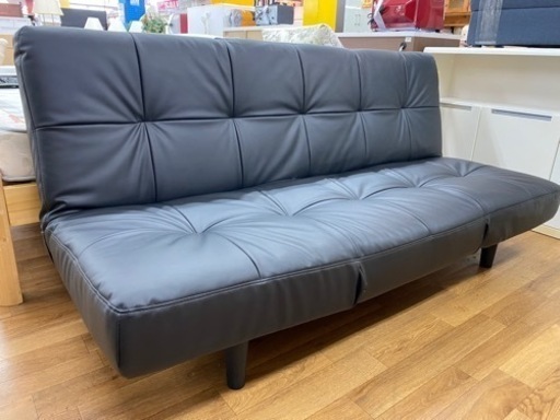 R006 NITORI 合皮ソファベッド(Nシールド マークスBM BK) 美品