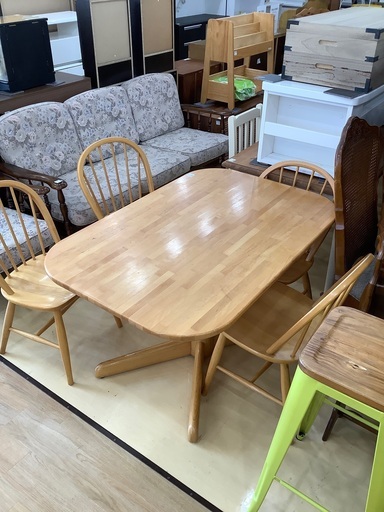 ダイニング 5点セット　天板キズ有り　木製　ナチュラル