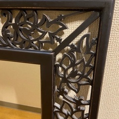 アジアン木彫り枠　ミラーの画像