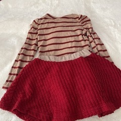 2点セット・韓国子供服 トップス・スカート　90 赤の画像