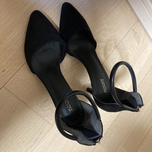 中古　nouer  ストラップサンダル　黒　38(24cm)